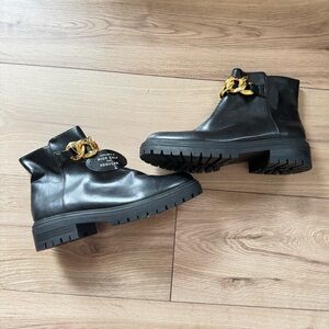 INC BASIA WOMENS FAUX LEATHER LUGGED SOLE ANKLE BOOTS 8